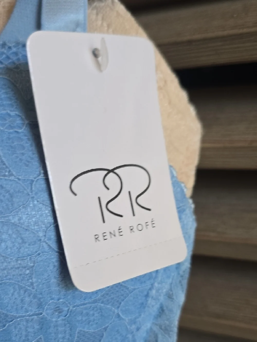 Rene Rofe Lace Push-Up Bra in Light Blue & Beige - Picture 6 of 11